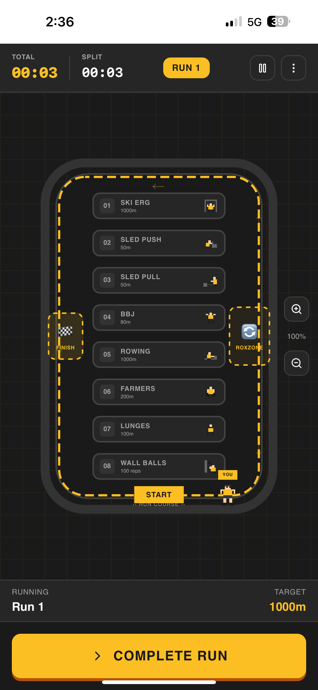 HYROX Race Simulation in progress